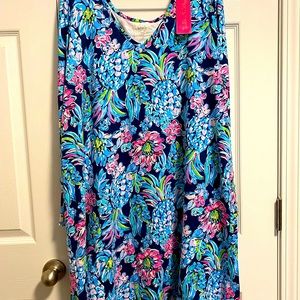 NWT Lilly Pulitzer Pineapple Paradise dress High Tide Navy XXL
